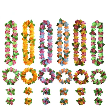 12 Цветов, Гавайская вечеринка, Ожерелье из Искусственных цветов, Гавайи, Летний Пляж, Цветочный Венок, Гирлянда, Украшение На День Рождения Aloha Изображение 2