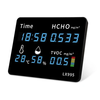 Монитор качества воздуха детектор формальдегида измеряет температуру и влажность формальдегида PM2,5 /TVOC /HCHO с настенными часами