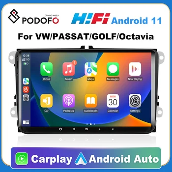 Podofo Android 11 Для Фольксваген Гольф Поло Шкода Октавия Пассат Радио 2 Din Авто Carplay GPS Радио HiFi