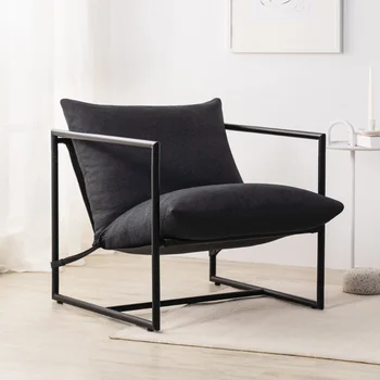 Стул Zinus Aidan с металлическим каркасом, темно-серый одноместный диван-кресло