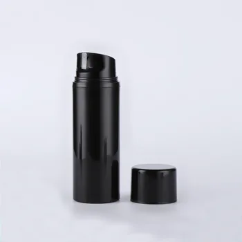 120 мл, черная пластиковая бутылка безвоздушного воздуха, белая/прозрачная крышка для лосьона/эмульсии/сыворотки/крема/отбеливающей жидкости/тональной основы