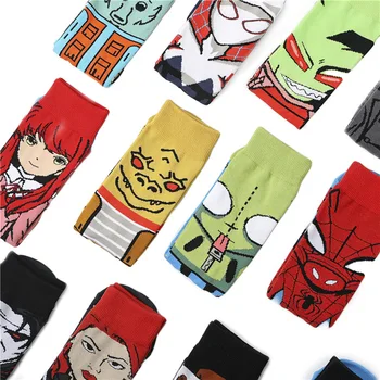 Забавные носки с мультяшным аниме-принтом, креативная Мода, персонализированная Новинка, мужские женские удобные Дышащие розово-желтые хлопковые носки