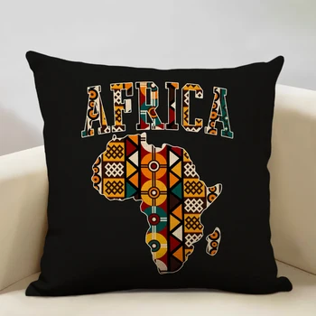 Карта Африки Геометрическая Декоративная Наволочка для Дивана С Африканским Рисунком, Наволочка LinenThrow, Наволочка Изображение 2