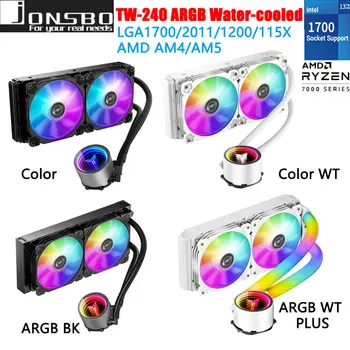 JONSBO TW4-240 ARGB Cpu Универсальный водяной радиатор 120 мм 2 вентилятора Зеркальный ARGB Pu0mp CPU жидкостный охладитель LGA 1200 115X 1700 AM5