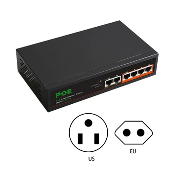 6-портовый коммутатор POE Ethernet-коммутатор Интернет-адаптер RJ45 Switch 2 Uplink Dropship Изображение 2