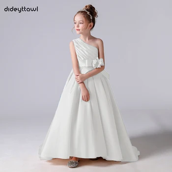 Dideyttawl, платья с цветочным узором на одно плечо для девочек, платье для свадебной вечеринки, Бальное платье, Платье Принцессы для девочек, вечернее платье