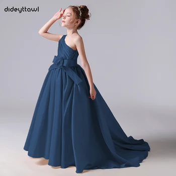 Dideyttawl, платья с цветочным узором на одно плечо для девочек, платье для свадебной вечеринки, Бальное платье, Платье Принцессы для девочек, вечернее платье Изображение 2