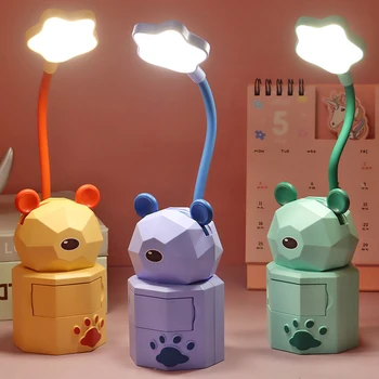 Декоративные лампы зарядка через USB для чтения в детском студенческом общежитии защита глаз ночник креативная мультяшная светодиодная настольная лампа