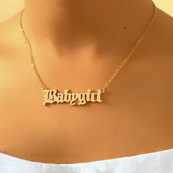 Модное ожерелье Babygirl для женщин, девочек, подвески со старинным английским шрифтом, ожерелья, милая цепочка с буквами, колье из сплава, эффектные ювелирные изделия