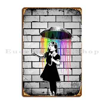 Металлическая табличка Banksy Umbrella Girl, Винтажный дизайн паба, Жестяная Вывеска Кинотеатра На Заказ, Плакат