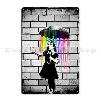 Металлическая табличка Banksy Umbrella Girl, Винтажный дизайн паба, Жестяная Вывеска Кинотеатра На Заказ, Плакат Изображение 2