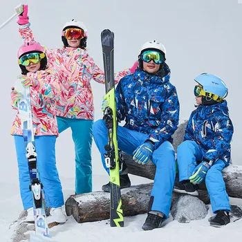 -30 Семейный Комплект детской одежды для мальчиков и девочек, детский лыжный костюм для сноуборда, водонепроницаемая спортивная куртка на открытом воздухе, брюки, одежда, зимний костюм для подростков