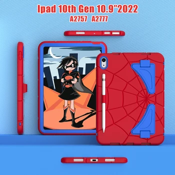 Чехол для iPad 10-го поколения, чехлы для iPad 10,9, Детский чехол для iPad 10 2022, Сверхпрочная Ударопрочная прочная подставка с держателем для карандашей Изображение 2