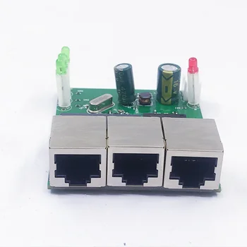 Быстрый коммутатор mini 3 port ethernet switch 10/100 Мбит/с сетевой коммутатор rj45 концентратор pcb модуль плата для модуля системной интеграции Изображение 2