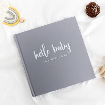 Детская книжка на память Hello Baby Grey на память о росте, веха в первый год, журнал, записная книжка для новых родителей