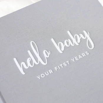 Детская книжка на память Hello Baby Grey на память о росте, веха в первый год, журнал, записная книжка для новых родителей Изображение 2