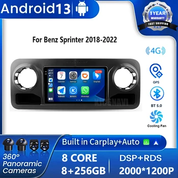 9 дюймов Android 13 Для Benz Sprinter 2018-2022 Автомобильный Радио Мультимедийный Видеоплеер Навигация стерео GPS Без 2din dvd Беспроводной авто