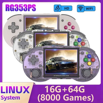 Полнофункциональная игровая консоль RG353PS в стиле Ретро 16G + 64G с 3,5-дюймовым IPS экраном, 64-разрядная система Linux, Портативный ретро-игровой плеер HD 2,4 G/5G WiFi (A) Изображение 2