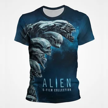 Летняя новая футболка для мужчин, толстовка с 3D принтом инопланетянина для мальчиков и детей, персонализированная футболка в стиле хип-хоп с коротким рукавом Изображение 2