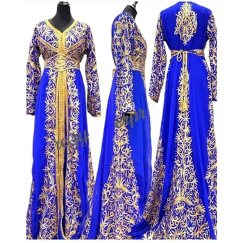 Голубые Кафтаны Farasha Abaya Dress Из Дубая Марокко Очень Модное Длинное Платье с Модным Трендом