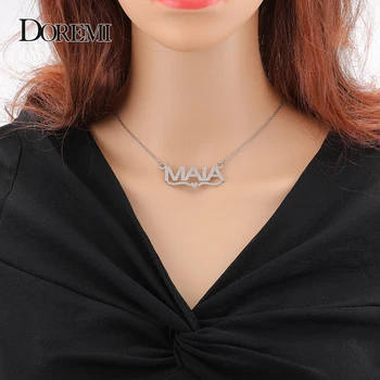 DOREMI Персонализированное матовое и позолоченное именное ожерелье и подвески, ювелирные изделия в стиле хип-хоп, Колье, Пользовательские начальные ожерелья для женщин, подарки Изображение 2