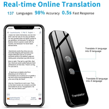 Легкий портативный беспроводной переводчик G6 для 137 языков, двусторонний онлайн-перевод, умный переводчик Изображение 2