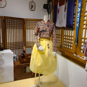 Хлопковый Ханбок, Ситцевый топ, юбка, Корейское повседневное платье Ханбок Изображение 2