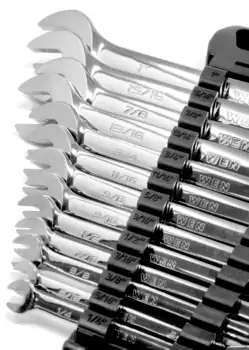 Набор комбинированных гаечных ключей SAE с Храповым механизмом профессионального класса из 13 частей с полкой для хранения Изображение 2