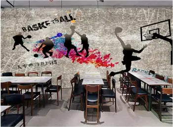 Пользовательские фото 3D обои Ретро ностальгические цементные стены баскетбольный спортивный декор гостиная 3D настенные росписи обои для стен 3 d