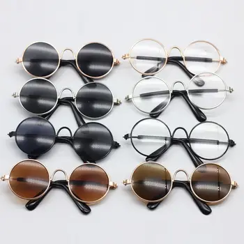 для 1/31/4 кукольных очков BJD, модные круглые солнцезащитные очки в металлической оправе в стиле ретро для 10-15 см, плюшевые кукольные очки, подарок для девочек