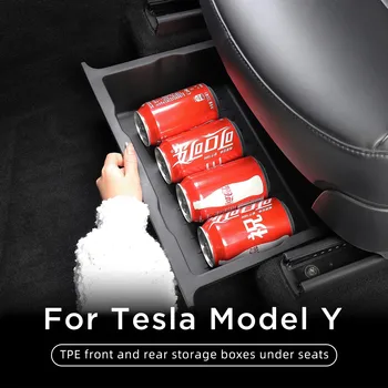 Для Tesla Модель Y 2017-2023 Аксессуары для интерьера Автомобиля Ящик для хранения под сиденьем Тип ящика Органайзер Нижний ящик для хранения Чехол
