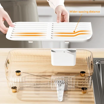 Пластиковые Сливные устройства для Посуды Быстрый Дренаж Лоток для столовых приборов для Стаканов, кастрюль и сковородок Изображение 2