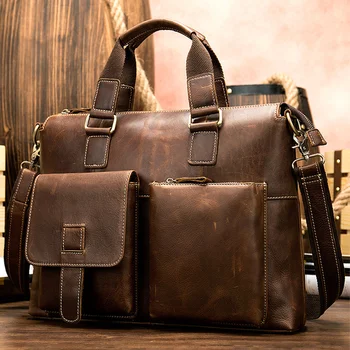 Мужской кожаный портфель, ручная сумка, натуральная деловая рабочая сумка доктора, Мужская сумка на плечо 40 см