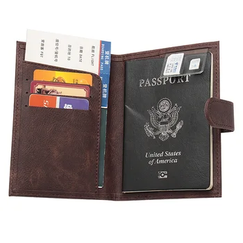 Travel Hasp Passport Holder Cover Leather Wallet Women Men Passports For Document Pouch Cards Case ID Card обложка на паспорт Изображение 2