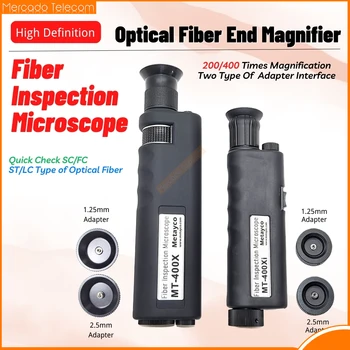 Портативный 200X/400X Волоконно-оптический инспекционный оптический микроскоп Ручной с адаптерами 1,25 и 2,5 мм Черного цвета