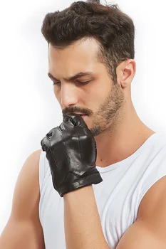 Мужские перчатки KIMOBAA из натуральной итальянской кожи черного цвета Изображение 2