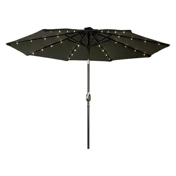 Зонт для патио 9 ' Black Octagon Deluxe С солнечной светодиодной подсветкой