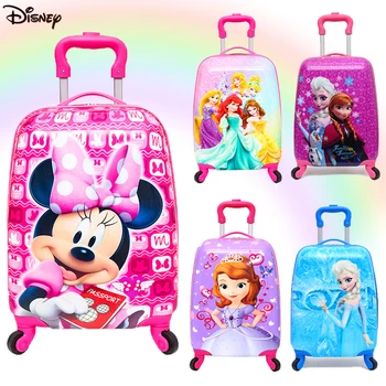 18-дюймовый дорожный чемодан Disney с колесиками, мультяшные дорожные сумки для детей, ручная кладь на колесиках, ручная тележка, багаж