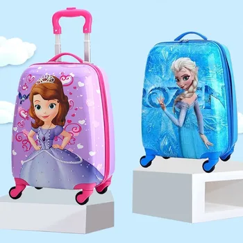 18-дюймовый дорожный чемодан Disney с колесиками, мультяшные дорожные сумки для детей, ручная кладь на колесиках, ручная тележка, багаж Изображение 2