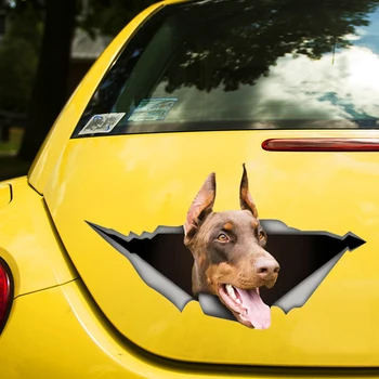 Коричневая собака Доберман 3D наклейка Забавная Автомобильная наклейка Водонепроницаемые авто декоры на бампер заднее стекло ноутбука Выберите размер #S60469