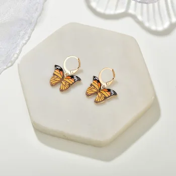 Корейские серьги-бабочки Из женского Сплава с каплей Масла Super Fairy Girl Wind Ear Stud Изображение 2