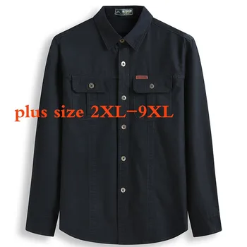 Новое Поступление, Модные Мужские Однобортные Повседневные Рубашки Suepr Большого Размера Из 100% Хлопка с Длинными рукавами, Большие Размеры 2XL3XL4XL5XL6XL7XL8XL9XL