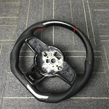 Рулевое колесо из углеродного волокна, перфорированная кожа, для замены рулевого колеса Golf GTI MK7, красный верх Изображение 2