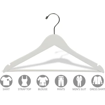 БУССАК, Вешалка для костюмов из белого дерева с перекладиной и хромированным крючком, 100 шт.,вешалки для одежды,armarios De Dormitorio Изображение 2