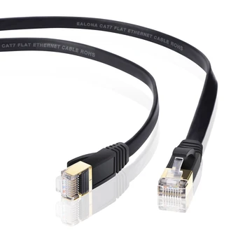 15 м Высокоскоростной Ethernet Cat7 Патч-корд RJ45 с плоским экранированным соединительным кабелем