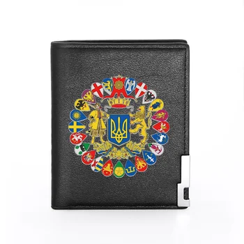 Великий герб України Leather Wallet Men Women Billfold Slim Credit Card/ID Holders Money Bag Short Purses