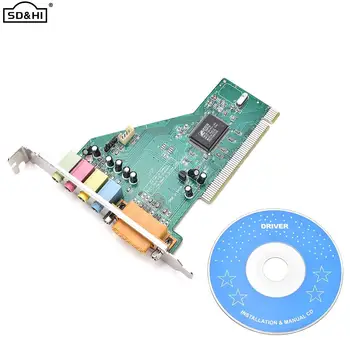 4-Канальный 5.1 Объемный 3D PC PCI Sound Аудиокарта С Игровым MIDI-портом Звуковая карта и 1XCD Для ПК Windows XP/7/8/10