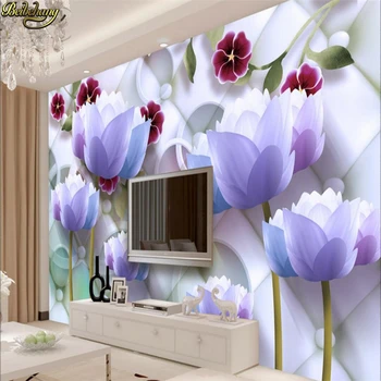 beibehang Пользовательские фотообои большая фреска 3D стерео лотос гостиная спальня модный фон настенные фрески papel de parede Изображение 2