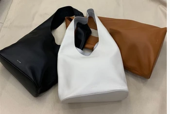 Летняя новая сумка через плечо из натуральной кожи 2021 года, простая переносная сумка-тоут для пригородных поездок Изображение 2