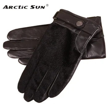 Черные мужские перчатки из овчины, Мужские Осенне-зимние тонкие бархатные Утолщенные теплые мужские сенсорные перчатки из натуральной кожи, НОВЫЕ EM018NQF1